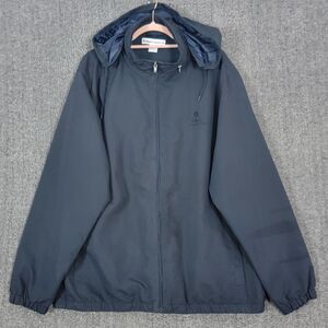 Holland America Line Rain Jacket Womens XXL Blue Hooded Full Zip Hideaway Hood